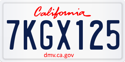 CA license plate 7KGX125