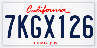 CA license plate 7KGX126