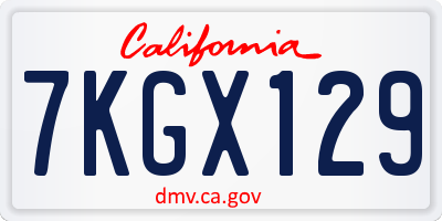 CA license plate 7KGX129