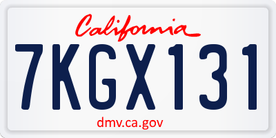 CA license plate 7KGX131