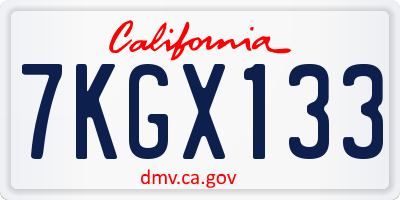 CA license plate 7KGX133