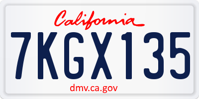 CA license plate 7KGX135