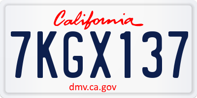 CA license plate 7KGX137