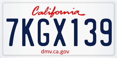CA license plate 7KGX139