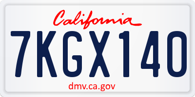 CA license plate 7KGX140