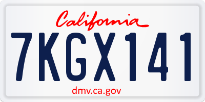 CA license plate 7KGX141