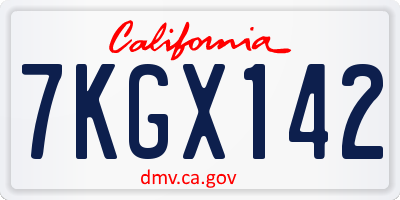 CA license plate 7KGX142