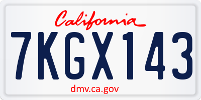 CA license plate 7KGX143