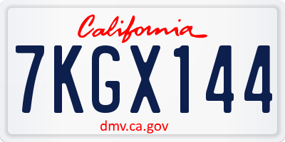 CA license plate 7KGX144