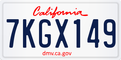 CA license plate 7KGX149