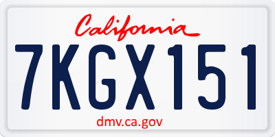 CA license plate 7KGX151