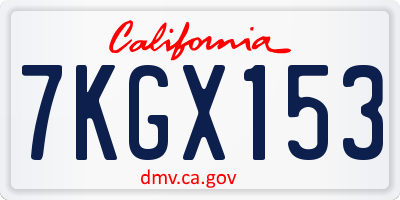 CA license plate 7KGX153