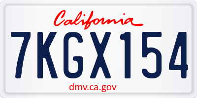 CA license plate 7KGX154