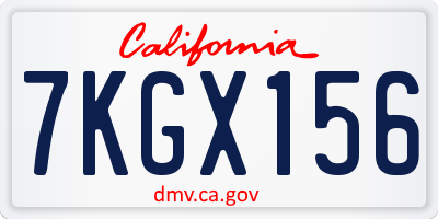 CA license plate 7KGX156
