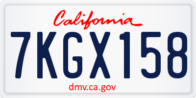 CA license plate 7KGX158