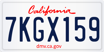CA license plate 7KGX159