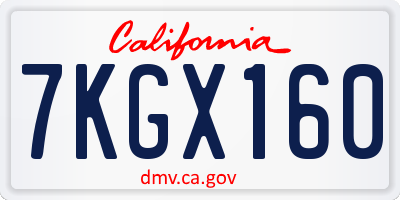 CA license plate 7KGX160