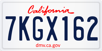 CA license plate 7KGX162