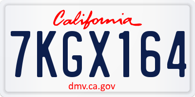 CA license plate 7KGX164