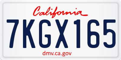 CA license plate 7KGX165