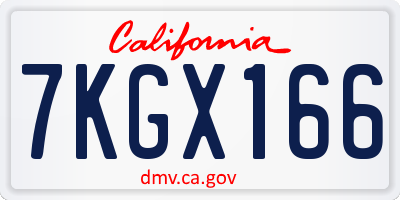CA license plate 7KGX166