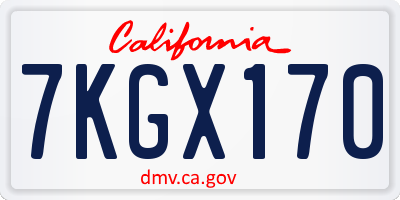 CA license plate 7KGX170