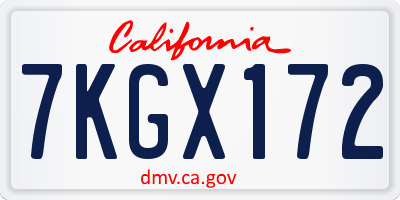 CA license plate 7KGX172