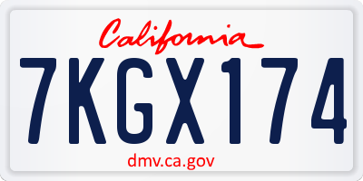 CA license plate 7KGX174