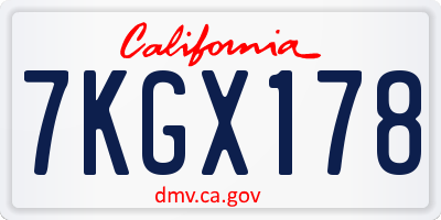 CA license plate 7KGX178