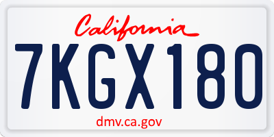 CA license plate 7KGX180