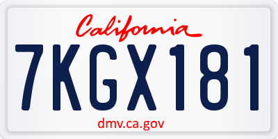 CA license plate 7KGX181