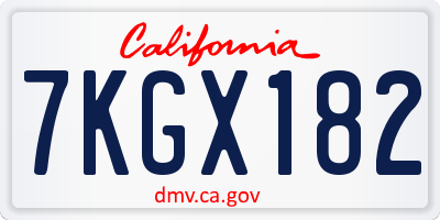 CA license plate 7KGX182
