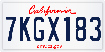 CA license plate 7KGX183