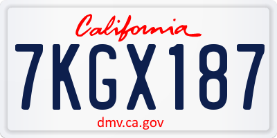 CA license plate 7KGX187
