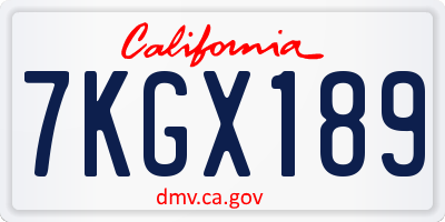 CA license plate 7KGX189