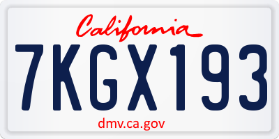 CA license plate 7KGX193