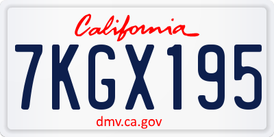 CA license plate 7KGX195