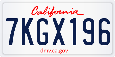 CA license plate 7KGX196