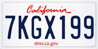 CA license plate 7KGX199
