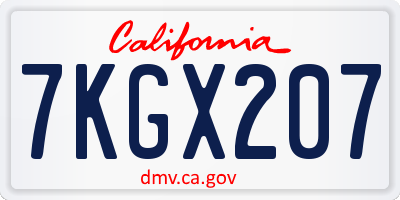 CA license plate 7KGX207
