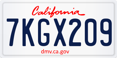 CA license plate 7KGX209