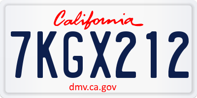 CA license plate 7KGX212