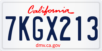 CA license plate 7KGX213