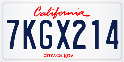 CA license plate 7KGX214
