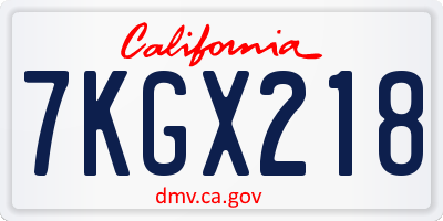 CA license plate 7KGX218