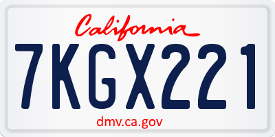 CA license plate 7KGX221