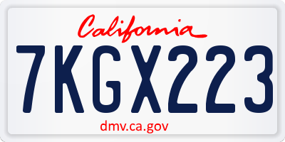 CA license plate 7KGX223