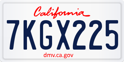 CA license plate 7KGX225