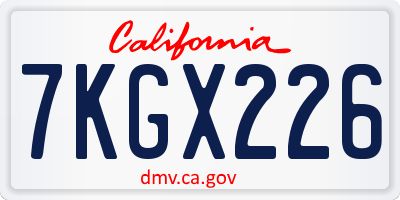 CA license plate 7KGX226