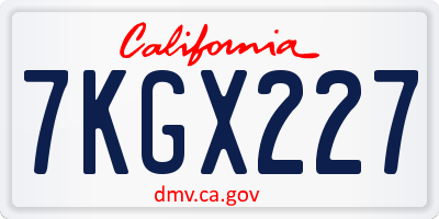 CA license plate 7KGX227